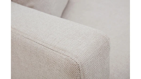 achat pas cher Méridienne Scandinave En Tissu Effet Velours Texturé Beige Et Bois Clair BERTILLE 6