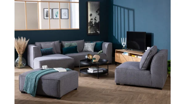 Module D’angle Droit Pour Canapé En Tissu Gris Anthracite PLURIEL soldes en ligne 7