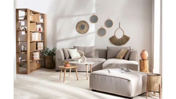 Pouf Module De Canapé En Tissu Beige PLURIEL prix pas cher 7