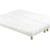 Sommiers Tapissiers Tissu Blanc Pieds Bois 90 X 200 Cm (lot De 2) JAMI 20