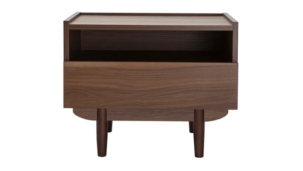 magasin en ligne france Table De Chevet Avec Tiroir En Finition Bois Foncé Noyer SANAA 1