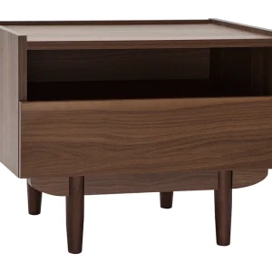 magasin en ligne france Table De Chevet Avec Tiroir En Finition Bois Foncé Noyer SANAA 11