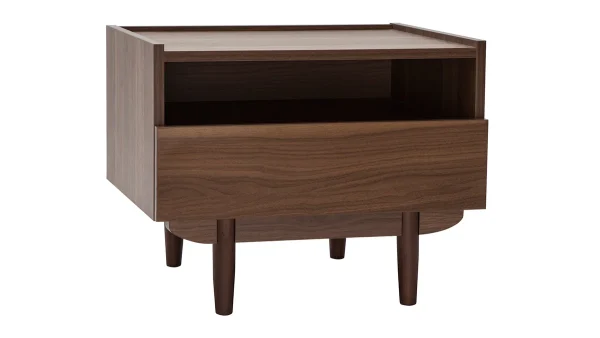 magasin en ligne france Table De Chevet Avec Tiroir En Finition Bois Foncé Noyer SANAA 3