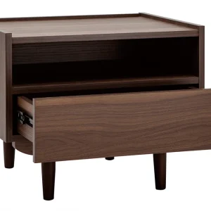 magasin en ligne france Table De Chevet Avec Tiroir En Finition Bois Foncé Noyer SANAA 13