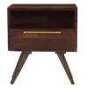 Table De Chevet Avec Tiroir Gravé En Bois Foncé Manguier Massif L42 Cm REKHA site en ligne 22