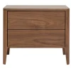 excellents soldes Table De Chevet Bois Foncé Noyer 2 Tiroirs L60 Cm BENJA 23