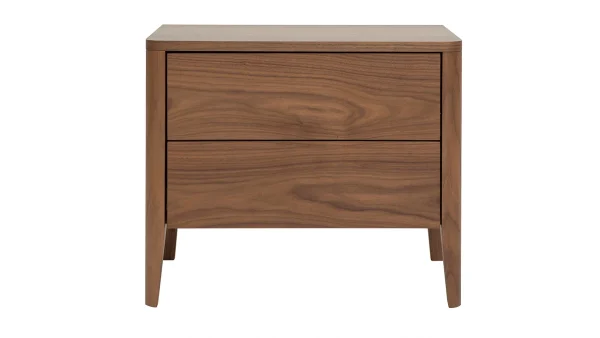 excellents soldes Table De Chevet Bois Foncé Noyer 2 Tiroirs L60 Cm BENJA 1