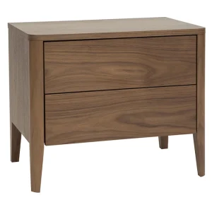 excellents soldes Table De Chevet Bois Foncé Noyer 2 Tiroirs L60 Cm BENJA 12