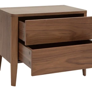 excellents soldes Table De Chevet Bois Foncé Noyer 2 Tiroirs L60 Cm BENJA 14