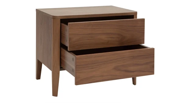 excellents soldes Table De Chevet Bois Foncé Noyer 2 Tiroirs L60 Cm BENJA 4