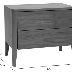 excellents soldes Table De Chevet Bois Foncé Noyer 2 Tiroirs L60 Cm BENJA 22