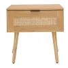 Table De Chevet En Bois Clair, Cannage Rotin Et Métal Noir L50 Cm MANILLE garantis authentique 16