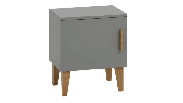 grossiste en ligne Table De Chevet Grise Et Pieds Chêne ELIAS 1