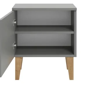 grossiste en ligne Table De Chevet Grise Et Pieds Chêne ELIAS 7
