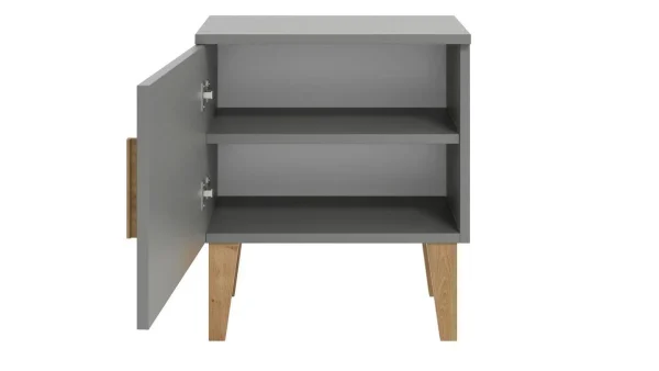 grossiste en ligne Table De Chevet Grise Et Pieds Chêne ELIAS 3
