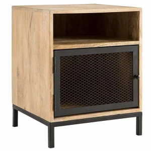 marques de renommée Table De Chevet Manguier Massif Et Métal Perforé RACK 12