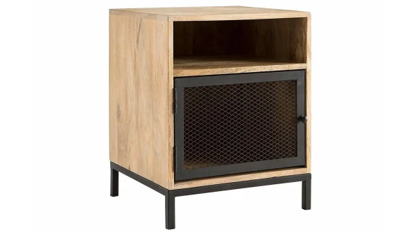 marques de renommée Table De Chevet Manguier Massif Et Métal Perforé RACK 3