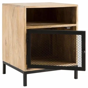 marques de renommée Table De Chevet Manguier Massif Et Métal Perforé RACK 14