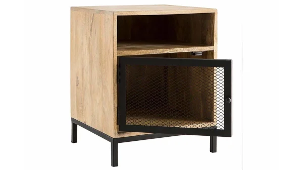 marques de renommée Table De Chevet Manguier Massif Et Métal Perforé RACK 4