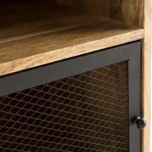 marques de renommée Table De Chevet Manguier Massif Et Métal Perforé RACK 18