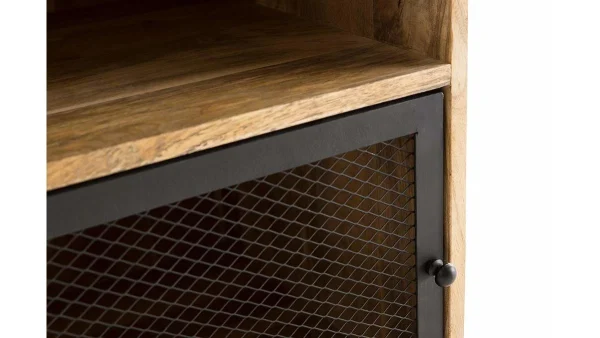 marques de renommée Table De Chevet Manguier Massif Et Métal Perforé RACK 6