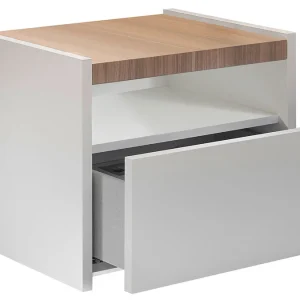 pas cher en vente Tables De Chevet Design Avec Tiroir Blanc Mat Et Finition Chêne (lot De 2) VERDI 10