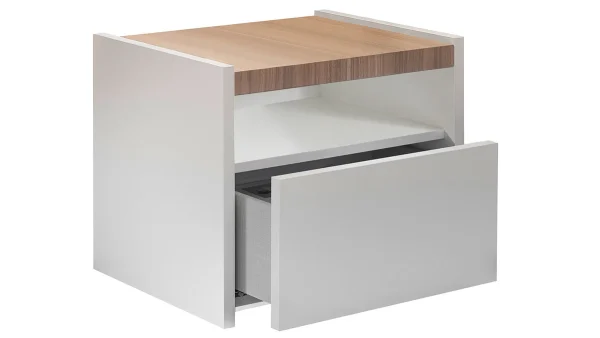 pas cher en vente Tables De Chevet Design Avec Tiroir Blanc Mat Et Finition Chêne (lot De 2) VERDI 4