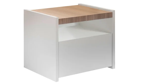 pas cher en vente Tables De Chevet Design Avec Tiroir Blanc Mat Et Finition Chêne (lot De 2) VERDI 3