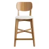 Tabouret De Bar Chêne Et Assise Blanche H65 Cm LUCIA marque pas cher 26