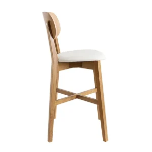 Tabouret De Bar Chêne Et Assise Blanche H65 Cm LUCIA marque pas cher 12