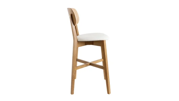 Tabouret De Bar Chêne Et Assise Blanche H65 Cm LUCIA marque pas cher 4