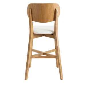 Tabouret De Bar Chêne Et Assise Blanche H65 Cm LUCIA marque pas cher 14
