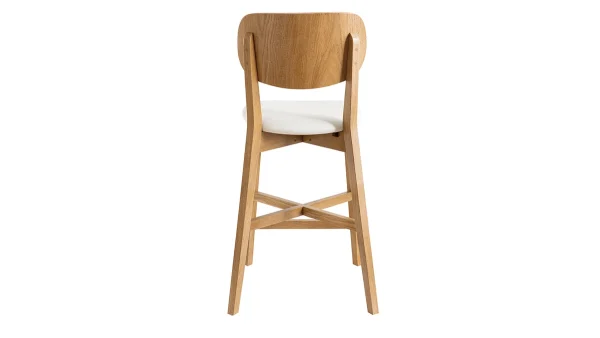 Tabouret De Bar Chêne Et Assise Blanche H65 Cm LUCIA marque pas cher 5