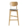 Tabouret De Bar Chêne Et Assise Gris Chiné H75 Cm LUCIA à prix imbattables 20