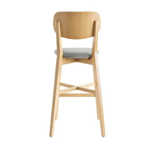 Tabouret De Bar Chêne Et Assise Gris Chiné H75 Cm LUCIA à prix imbattables 14