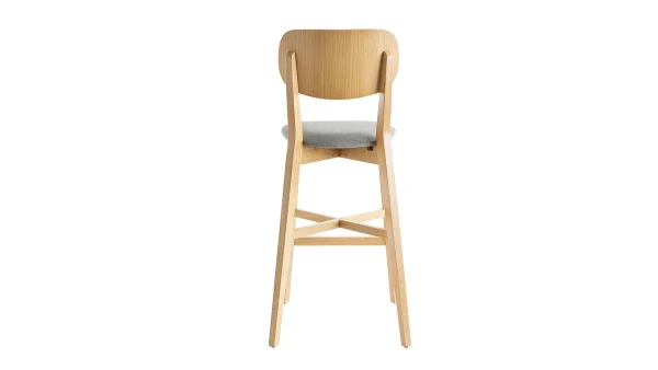Tabouret De Bar Chêne Et Assise Gris Chiné H75 Cm LUCIA à prix imbattables 5