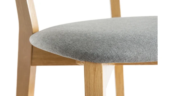 Tabouret De Bar Chêne Et Assise Gris Chiné H75 Cm LUCIA à prix imbattables 6