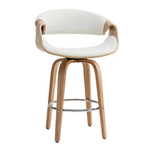 Tabouret De Bar Design Blanc Et Bois Clair 65 Cm ARAMIS Couleurs variées 11