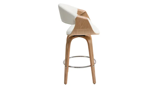 Tabouret De Bar Design Blanc Et Bois Clair 65 Cm ARAMIS Couleurs variées 4
