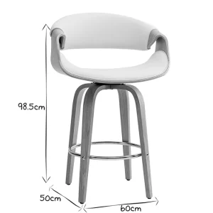Tabouret De Bar Design Blanc Et Bois Clair 65 Cm ARAMIS Couleurs variées 19