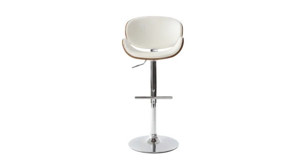 beauté Tabouret De Bar Design Blanc Et Bois Foncé WALNUT 1