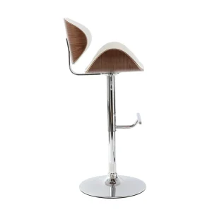 beauté Tabouret De Bar Design Blanc Et Bois Foncé WALNUT 12