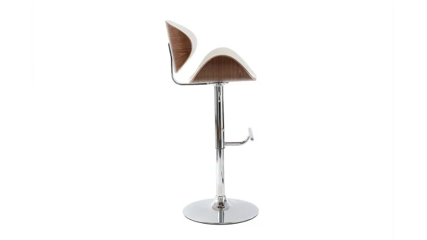 beauté Tabouret De Bar Design Blanc Et Bois Foncé WALNUT 4