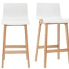 garantis authentique Tabouret De Bar Design Bois Et Blanc 75 Cm (lot De 2) NEW SURF 22