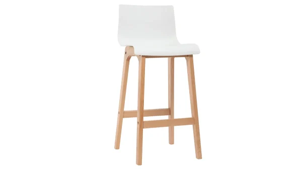 garantis authentique Tabouret De Bar Design Bois Et Blanc 75 Cm (lot De 2) NEW SURF 4