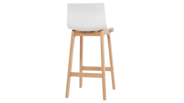 garantis authentique Tabouret De Bar Design Bois Et Blanc 75 Cm (lot De 2) NEW SURF 5