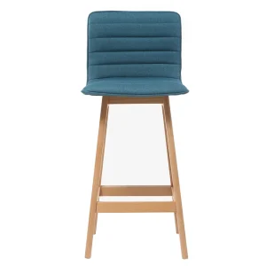 a Prix Discount Tabouret De Bar Design Bois Et Bleu Canard 65 Cm (lot De 2) EMMA 13