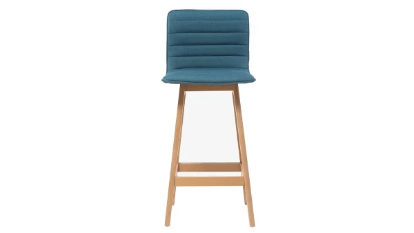 a Prix Discount Tabouret De Bar Design Bois Et Bleu Canard 65 Cm (lot De 2) EMMA 3