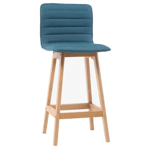 a Prix Discount Tabouret De Bar Design Bois Et Bleu Canard 65 Cm (lot De 2) EMMA 15