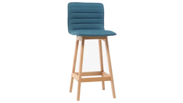a Prix Discount Tabouret De Bar Design Bois Et Bleu Canard 65 Cm (lot De 2) EMMA 4